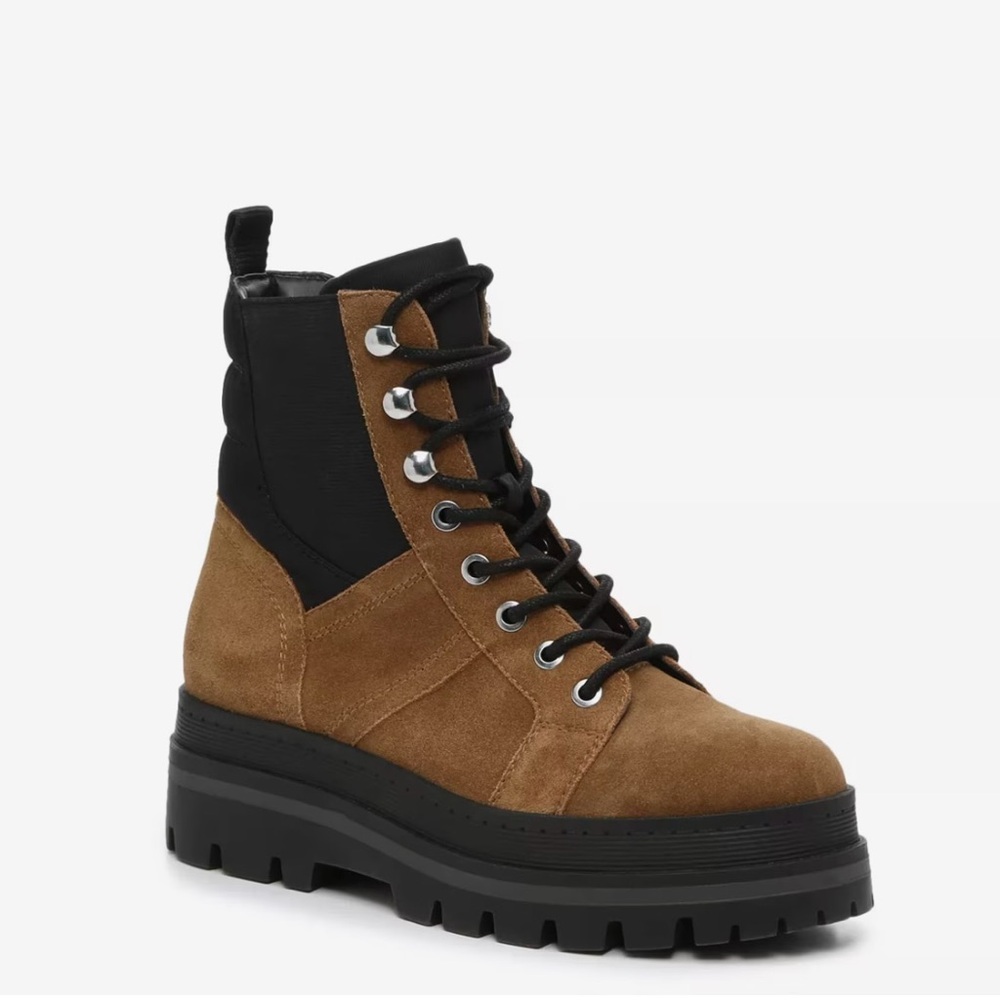 Marc Fisher Brown Suede “Sashia” Platform Combat Boot, Size 7.5